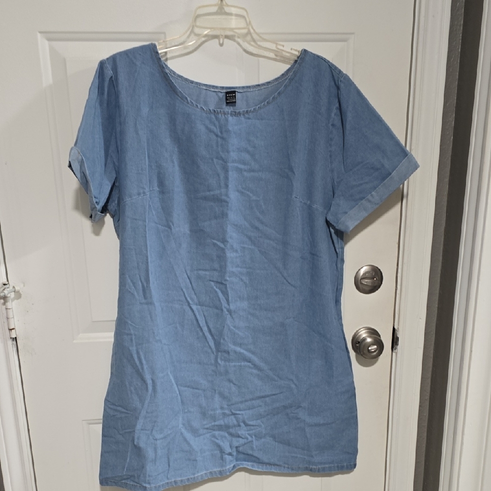 SHEIN Light Blue Denim Short Sleeve dress